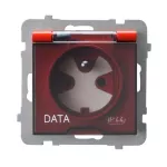 AS Gniazdo bryzgoszczelne z uziemieniem DATA z kluczem uprawniającym IP-44 wieczko przezroczyste - kolor czerwony