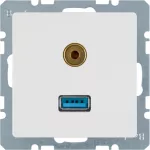 Q.x Gniazdo USB/3.5 mm audio biały, aks