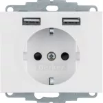 K.1 Gniazdo SCHUKO z gniazdem ładowania USB 2,4 A; samozaciski; biały połysk