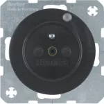 R.1/R.3 Gniazdo z uziemieniem i diodą kontrolną LED, czarny, połysk