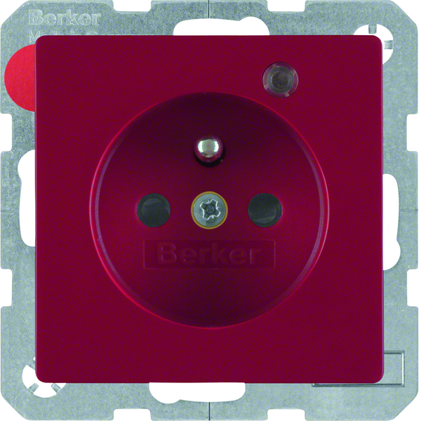 Q.1/Q.3 Gniazdo z uz. z diodą kontrolną LED, z podwyż. ochr. st., czerwony, aks