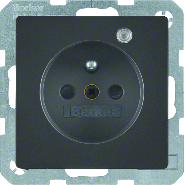 Q.x Gniazdo z uz. z diodą kontrolną LED, z podwyż. ochr. st., ant, aks lak