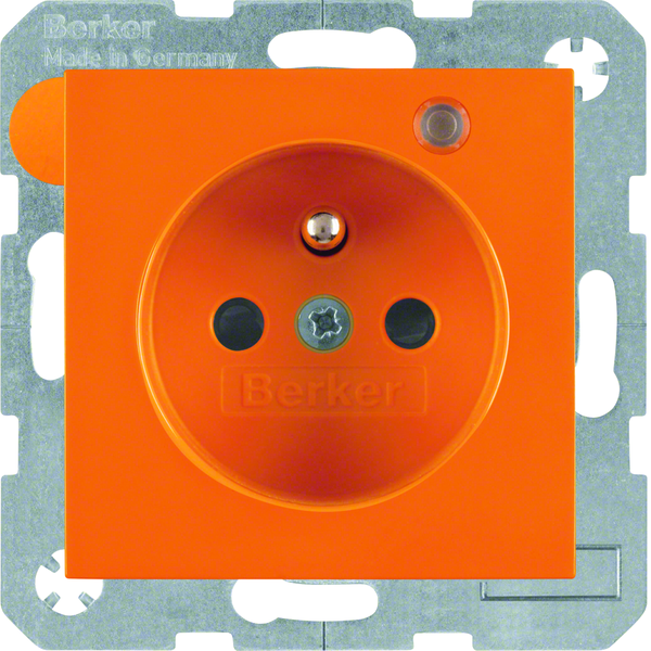 B.X/S.1 Gniazdo z uz. i LED kontrolną z podwyż. ochr. st., pomarańczowy
