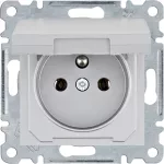 lumina Gniazdo zasilające z uziemieniem i pokrywą, samozaciski, srebrny