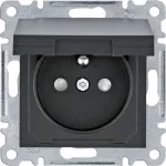 lumina Gniazdo z uziemieniem i pokrywą przesłoną styków, samozaciski, czarny