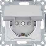 lumina Gniazdo SCHUKO, z pokrywą i przesłoną styków, samozaciski, srebrny