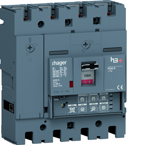 MCCB Wyłącznik mocy h3+ P250 4P 100A 70kA LSI