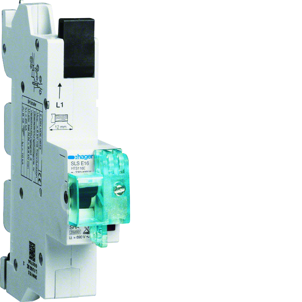 MCB SLS Wyłącznik nadprądowy selektywny 1P, E, 16 A, szyny Cu 40-12x5/10mm