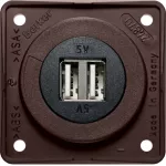 Integro Gniazdo USB ładowania podwójne, 12V, 3A; brązowy mat, mechanizm czarny