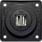 Integro Gniazdo USB ładowania podwójne, 12V, 3A; czarny mat, mechanizm czarny