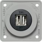 Integro Gniazdo USB ładowania podwójne, 12V, 3A; szary połysk, mechanizm czarny