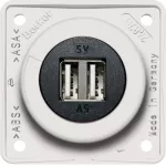 Integro Gniazdo USB ładowania podwójne, 12V, 3A; biały połysk, mechanizm czarny