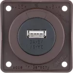 Integro Gniazdo USB ładowania pojedyncze, 12V, 3A; brązowy mat, mechanizm czarny