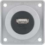 Integro Gniazdo USB ładowania pojedyncze 12V, 3A; szary połysk, mechanizm czarny