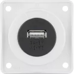 Integro Gniazdo USB ładowania pojedyncze 12V, 3A; biały połysk, mechanizm czarny