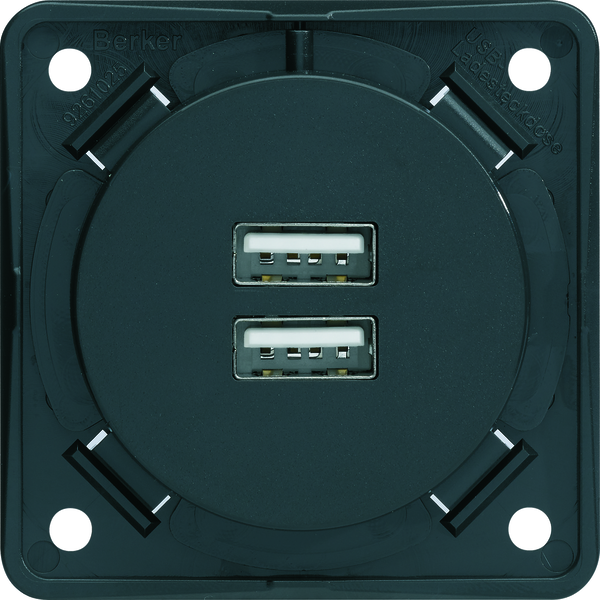 Integro Gniazdo USB ładowania podwójne, 230V, 3A; antracyt, mat