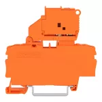 Złączka bezpiecznikowa 2-przewodowa z uchylną podstawką bezpiecznika ze ścianką końcową, pomarańczowy