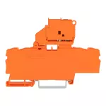 Złączka bezpiecznikowa 4-przewodowa z uchylną podstawką bezpiecznika ze ścianką końcową, pomarańczowy