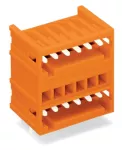 Wtyk dwupiętrowy THT Pin lutowniczy 1,0 x 1,0 mm konstrukcja kątowa, pomarańczowy 734-434