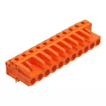 Gniazdo THT Pin lutowniczy 0,6 x 1,0 mm konstrukcja kątowa, pomarańczowa 232-271