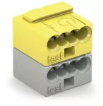Złączka nasadzana 4-przewodowa do pojedyńczych pinów lutowniczych, jasnoszaro/żółta