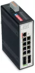 Switch przemysłowy zarządzalny 8-portowy 1000BASE-T 1000BASE-SX/LX 4 gniazda, czarny metaliczny 852-1305
