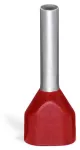 Podwójna tulejka przewodowa tulejka dla 2 x 1 mm² / AWG 2 x 18 kolor izolacji czerwony, czerwona