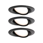 PAULMANN Oprawa do wbudowania NOVA PLUS COIN LED DIM wychylna zestaw 3x6W 470lm 84mm 2700K IP23 230V czarny matowy / aluminium