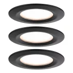 PAULMANN Oprawa do wbudowania NOVA PLUS COIN LED DIM stała zestaw 3x6W 470lm 78mm 2700K IP44 230V czarny matowy