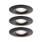 PAULMANN Oprawa do wbudowania NOVA COIN LED Mini stała zestaw 3x4W 310lm 66mm 2700K IP23 230V czarny matowy
