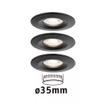 PAULMANN Oprawa do wbudowania NOVA COIN LED Mini stała zestaw 3x4W 310lm 66mm 2700K IP23 230V czarny matowy