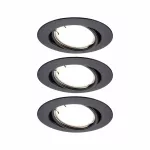 PAULMANN Oprawa do wbudowania BASE COIN LED SH Zigbee wychylna zestaw 3x4.9W 430lm 90mm 3000K IP20 230V czarny matowy / metal