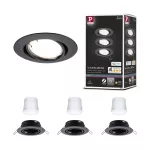 PAULMANN Oprawa do wbudowania BASE COIN LED SH Zigbee wychylna zestaw 3x4.9W 430lm 90mm 3000K IP20 230V czarny matowy / metal