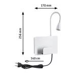 PAULMANN Oprawa ścienna HALINA LED 2.4W 200lm 2700K USB-C 230V biały mat /metal