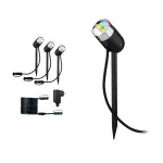 PAULMANN Reflektor ogrodowy Plug & Shine PIKE zestaw 3x4,5W RGBW SH Zigbee IP67 24V antracyt / tworzywo sztuczne