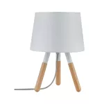 PAULMANN Lampa stołowa BERIT E27 max.1x20W 230V biały / drewno / tkanina