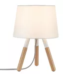PAULMANN Lampa stołowa BERIT E27 max.1x20W 230V biały / drewno / tkanina