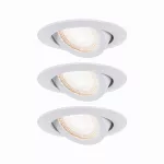 PAULMANN Zestaw opraw wbudowanych ruchome LED 3x6W 3000K 230V Biały-mat/Tworzywo sztuczne