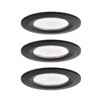 PAULMANN Oprawa do wbudowania NOVA COIN LED stała zestaw 3xW6 470lm 84mm 2700K IP23 230V czarny mat