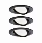 PAULMANN Oprawa do wbudowania NOVA COIN LED DIM wychylna zestaw 3xW6 470lm 84mm 2700K IP23 230V czarny mat
