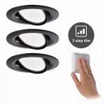 PAULMANN Oprawa do wbudowania NOVA COIN LED DIM wychylna zestaw 3xW6 470lm 84mm 2700K IP23 230V czarny mat