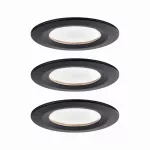 PAULMANN Oprawa do wbudowania NOVA COIN LED DIM stała zestaw 3xW6 470lm 84mm 2700K IP23 230V czarny mat