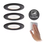 PAULMANN Oprawa do wbudowania NOVA COIN LED DIM stała zestaw 3xW6 470lm 84mm 2700K IP23 230V czarny mat