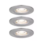 PAULMANN Oprawa do wbudowania NOVA COIN LED Mini stała zestaw 3x4W 310lm 65mm 2700K IP44 230V szczotkowane żelazo
