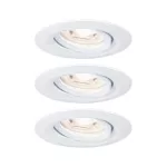 PAULMANN Oprawa do wbudowania NOVA COIN LED Mini wychylna zestaw 3x4W 310lm 65mm 2700K IP23 230V biały mat