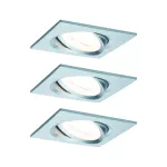 PAULMANN Oprawa do wbudowania NOVA COIN LED wychylna zestaw 3x6W 470lm 84x84mm 2700K IP23 230V aluminium
