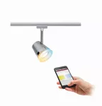 PAULMANN URail spot Cone Smart Chrom matowy 1x5W GU10 ściemnialna w tym źródło Zigbee/ regulacja temperatury
