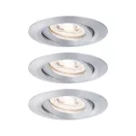 PAULMANN Oprawa do wbudowania NOVA COIN LED Mini wychylna zestaw 3x4W 310lm 65mm 2700K IP23 230V aluminium mat