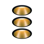 PAULMANN Oprawa do wbudowania COLE COIN LED 3-STEP DIM zestaw 3x6W 470lm 2700K IP44 230V Czarny/Złoty-matowy