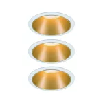 PAULMANN Oprawa do wbudowania COLE COIN LED 3-STEP DIM zestaw 3x6W 470lm 2700K IP44 230V biały / złoty-matowy